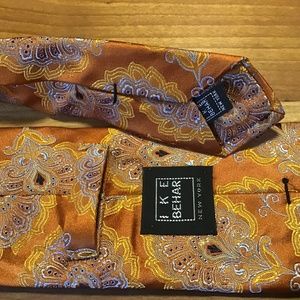 IKE BEHAR Orange / Gold Paisley Tie - 59” x 3.5”